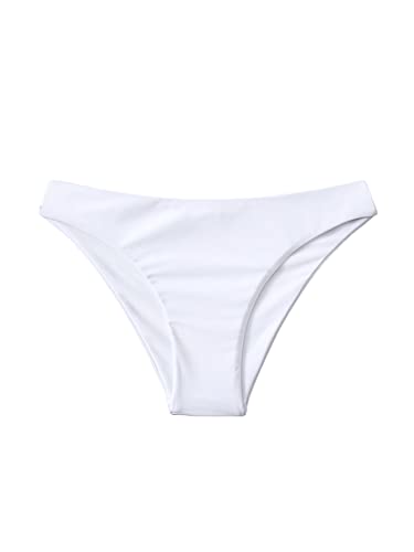 Cozyease Women's High-Waist Bikini Bottom Swimsuit - Pure White
