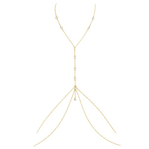 Gold Rhinestone Body Chain Jewelry for Women
