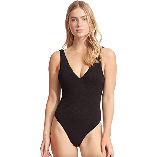 Seafolly Women's V Neck Over The Shoulder One Piece Swimsuit