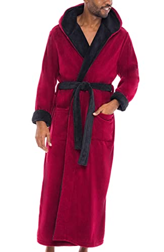 Warm Fleece Robe with Hood for Men - Alexander Del Rossa
