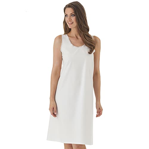 Velrose Cotton Full Slip Nightgown with Lace Trim