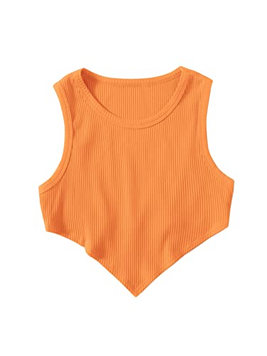 Verdusa Women's Asymmetrical Hem Crop Tank Top Orange S