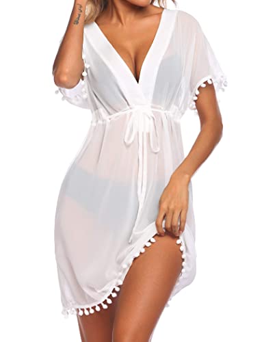 Avidlove Womens Swimwear Bathsuit Cover Up - White Large