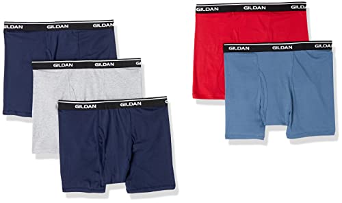 Gildan Platinum Men's Boxer Briefs, Navy Assorted, 5-Pack