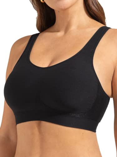 Comfortable Wireless Shaper Bra for Women - High Support Compression Bras with Extra-Wide Straps - Large, Black