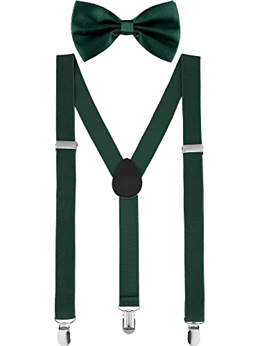 SATINIOR St. Patrick's Day Suspender Bow Tie Set