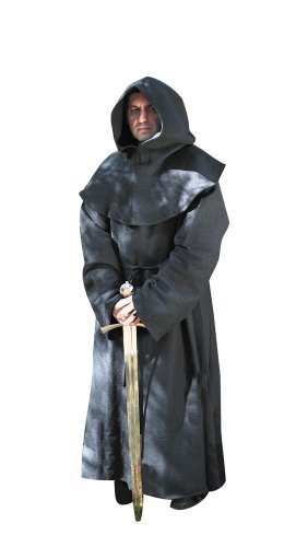 Versatile Black Monk's Robe and Hood Costume