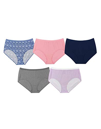 JUST MY SIZE Women's Cotton Brief Panty 5-Pack - Comfortable and Stylish Underwear