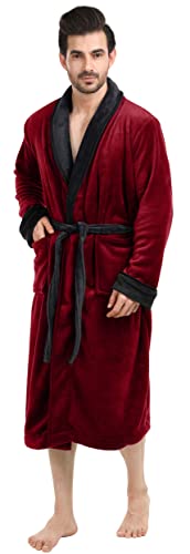 NY Threads Mens Shawl Collar Fleece Bath Robe