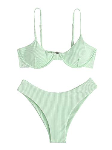 SheIn 2 Piece Bikini Set - Mint Green High Waisted Swimsuit
