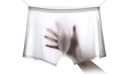 Traceless Underwear Ice Silk Boxer Brief - White M（US M = Asian Tag XXL)