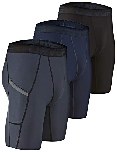 DEVOPS Men's Compression Shorts with Pocket (3 Pack)