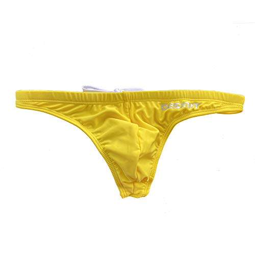 GOGOHOT Men's Fashion Swim Bikini Thongs - Yellow Medium