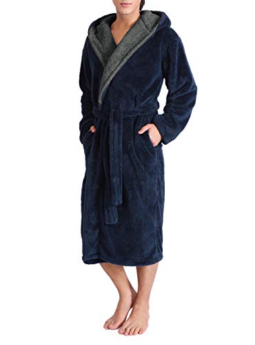 Men's Hooded Fleece Plush Soft Robe