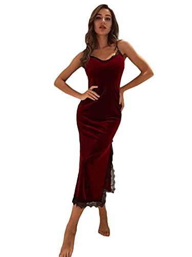 SOLY HUX Women's Velvet Slip Dress Sleepwear Nightgowns