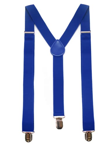 Blue Mens Suspender with 3 Strong Clips