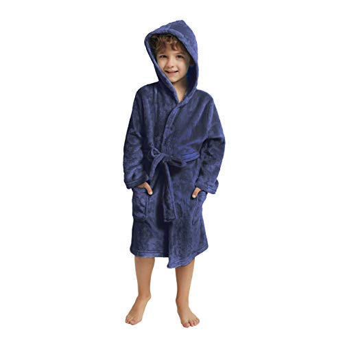V.&GRIN Boys Fleece Robe - Soft Hooded Bathrobe for Kids
