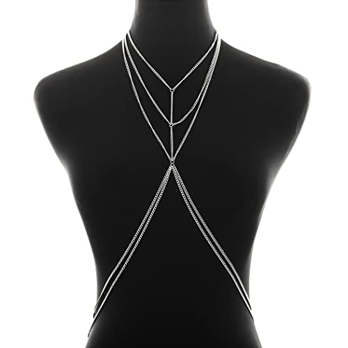 Bounzhi Sexy Silver Body Jewelry Necklace Bikini Chains