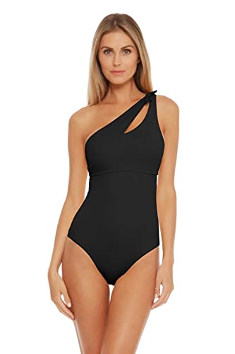 Becca Sadie Asymmetrical One Piece Swimsuit, Black, M