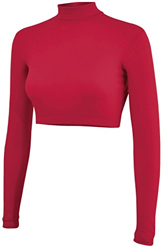 Cropped Cheer Bodysuit - Long Sleeve Cheerleading Turtleneck Crop Top