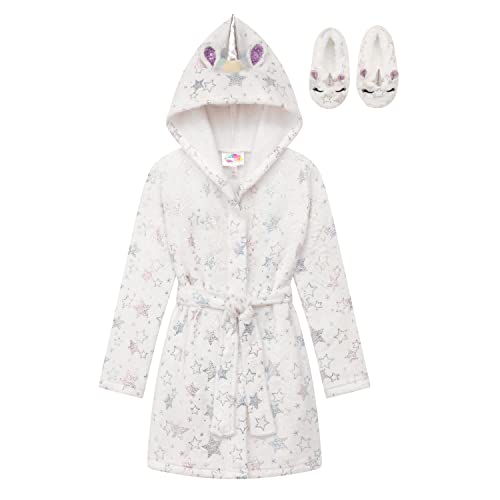 Unicorn Hooded Robe with Slippers Set for Girls