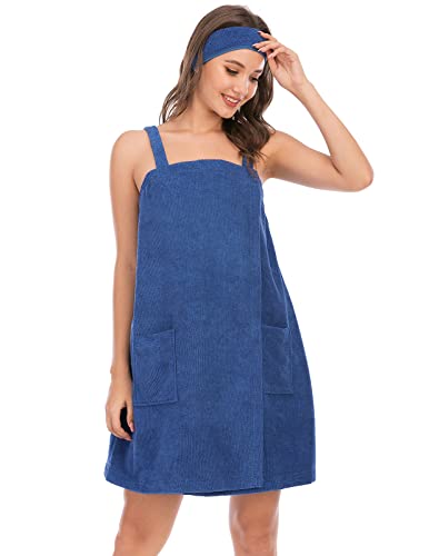 Adjustable Velcro Plus Size Robe for Women (2XL, Dark Blue)