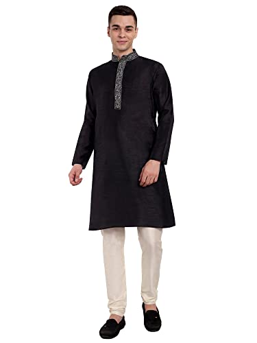 SKAVIJ Men's Art Silk Kurta Pajama Wedding Party Suit