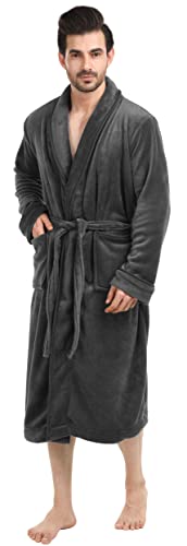 Luxurious Men's Shawl Collar Fleece Bath Robe