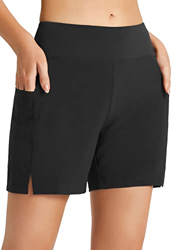 BALEAF Women's Swimsuit Shorts with Tummy Control and Pockets