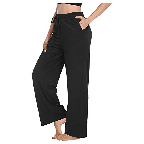 Women's Wide Leg Pajama Pants with Drawstring Waist and Pockets