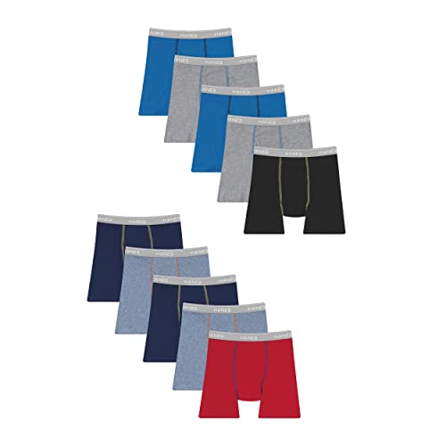 Hanes Boys' Comfort Flex WB Boxer Briefs, 10-Pack - Gray/Blue/Black/Red