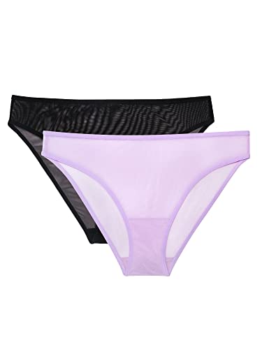Smart & Sexy Lace Trim & Mesh Panty 2-Pack