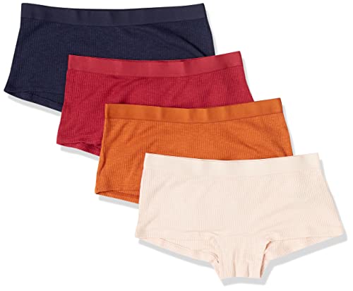 Essentials Ribbed Boyshort Underwear, Pack of 4
