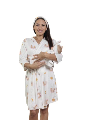 MOMMY O CLOCK Mommy Robe and Swaddle Blanket Set