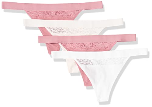 Amazon Essentials Women's Cotton and Lace Thong Underwear Pack