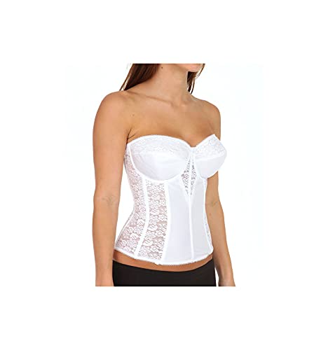 Lace Longline Corset with Garters - White