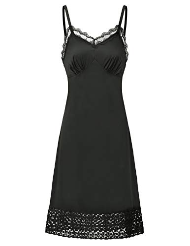 Plus Size Black Lace Slip Dress Nightgown