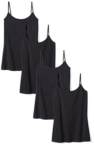 Women's Slim-Fit Camisole, Pack of 4, Black, Medium