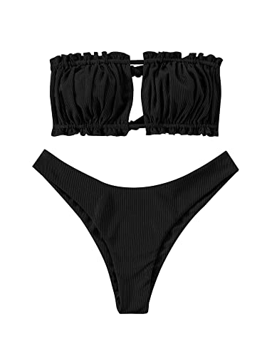 ZAFUL Women's Strapless Bikini Set Swimsuit