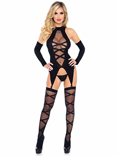 Leg Avenue Cami Garter and Stockings with Gloves