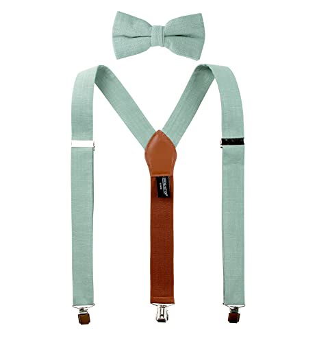 Spring Notion Mens' Linen Blend Suspenders and Bow Tie Set