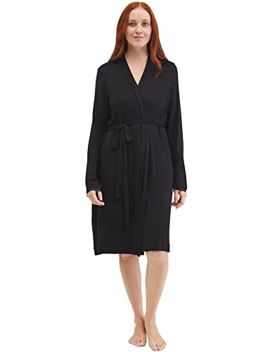Maternity Tie Front Nursing Robe with Lace Trim Sleeve
