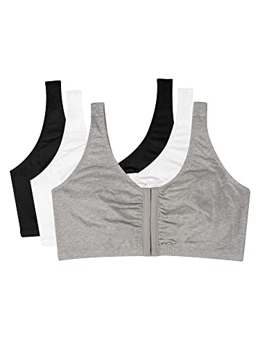 Fruit of the Loom Women's Front Closure Cotton Sports Bra 3-Pack