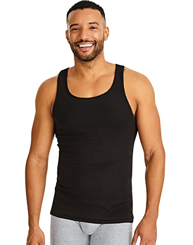 Hanes Ultimate Men's Dyed Tank - Comfortable Black/Gray Underwear