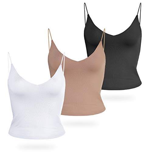 Amilia Women's Basic Double Layer Crop Tank Tops