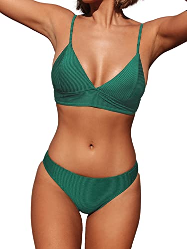 CUPSHE Women's Grass Green Triangle Bikini Bathing Suit