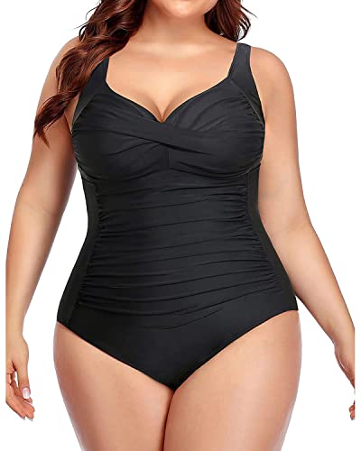 Yonique Twist Front Ruched One Piece Swimsuit