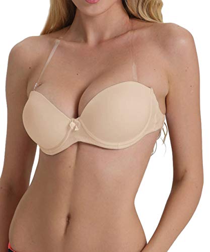 Strapless Bra with Clear Back Invisible Strap