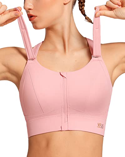 VFUS Adjustable Zip Front Sports Bra for Women