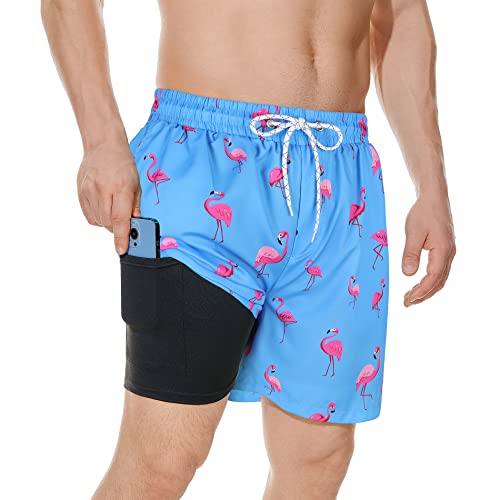Comfortable Men's Swim Trunks with Compression Liner and Beach Shorts